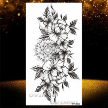 Load image into Gallery viewer, Temporary Lotus Flower Sticker Tattoo Fake Black Elegant Flower Design Women Body Art Fake Arm Tattoo Stickers For Womens