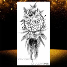 Load image into Gallery viewer, Temporary Lotus Flower Sticker Tattoo Fake Black Elegant Flower Design Women Body Art Fake Arm Tattoo Stickers For Womens
