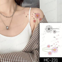 Load image into Gallery viewer, Elegant Small Waterproof Temporary Tattoo Sticker Makeup Flame Finger Black Square Rose Flower High Quality Design For Womens