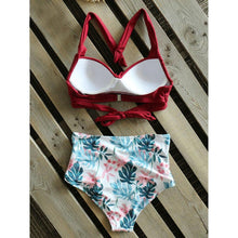 Load image into Gallery viewer, High Waist Bikinis New Halter Swimwear Women Swimsuit Female Bikini Set Print Bathing Suit Summer Two Piece Bikini Swimsuit for Women High Waist Halter Wrap Bathing Suits with Bikini Bottom