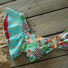 将图片加载到图库查看器,Two-Pieces Women Floral Push-Up Padded Bra Ruffles Bikini Set Swimsuit Swimwear Bathing Suit Beachwear Floral Printed Swimsuit Knotted String Triangle Bikini Tie Side High Cut Cheeky Bikini Set