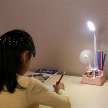 将图片加载到图库查看器,Rechargeable Led Table Lamp With Fan Touch Dimmable Desk Lamp Eye protection Reading Light For Kid With Phone Hoder Pen Holder Decorative Table Lamp Cute Study Lamps for Bedroom Décor