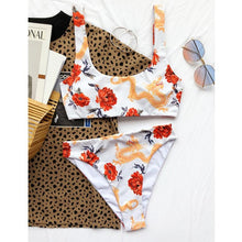Load image into Gallery viewer, Modern Blue High Waist Bikini Push Up Swimwear Women Dragon Printed Bikini Set Retro Swimsuit Women's High Waist Bikini Swimsuits Twist Push Up Two Piece Bathing Suits Tummy Control Swimwear