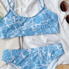Load image into Gallery viewer, Modern Blue High Waist Bikini Push Up Swimwear Women Dragon Printed Bikini Set Retro Swimsuit Women's High Waist Bikini Swimsuits Twist Push Up Two Piece Bathing Suits Tummy Control Swimwear