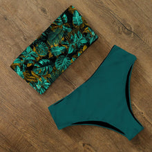 将图片加载到图库查看器,Bikini Swimwear Swimsuit Women Floral Print High Waist Bikini Set Back Cross Bathing Suit Female Beach Wear Women's Bikini Swimsuits Strapless Two Pieces Bathing Suits