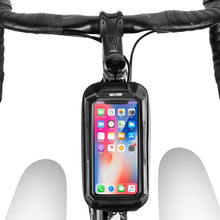 Load image into Gallery viewer, Black Bike Bag Frame Front Top Tube Cycling Bag Waterproof Phone Case Touchscreen Bag Pack Bicycle Accessories Bike Bicycle Bag Waterproof Bike Phone Mount Bag Front Frame Top Tube Handlebar Bag Touch Screen Holder Case For Cell Phones 6.6in