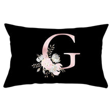 Load image into Gallery viewer, New Light Letter Flower Pillow Covers Alphabet Decorative Pillow Cases ABC Letter Flowers Cushion Covers Black Plush Pillow Case Super Soft Living Room Decorative Cushion Cover Elegant Soft Design 30x50cm