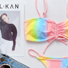将图片加载到图库查看器,Rainbow Printed Micro Thong Lace Up Bikini Women Swimwear Swimsuits for Women Tie String Triangle Bikini Set Two Piece Bathing Suits Female Swimsuit Two-pieces Bikini Set