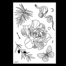 Load image into Gallery viewer, 49 Sheets Waterproof Temporary Black Sketches Flowers Tattoo Stickers Flower Rose Tattoos For Women Adults