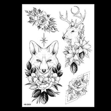 Load image into Gallery viewer, 49 Sheets Waterproof Temporary Black Sketches Flowers Tattoo Stickers Flower Rose Tattoos For Women Adults