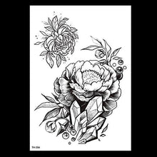 Load image into Gallery viewer, 49 Sheets Waterproof Temporary Black Sketches Flowers Tattoo Stickers Flower Rose Tattoos For Women Adults