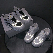 Load image into Gallery viewer, Fashion Spring Reflective Women Sneakers Lace Up Chunky Sneakers Mixed Color Women's Lightweight Casual Everyday Walking Fashion Chunky Sneakers