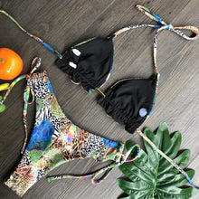 Load image into Gallery viewer, Women Push-up Bikini Swimwear Adjustable Swimsuit Bathing Suit Beachwear Women's Tie Bikini Lace Up Bottom String Swimsuit Bandage Swim Beach Wear Summer Comfortable Bikini Set