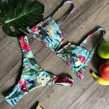 Load image into Gallery viewer, Women Push-up Bikini Swimwear Adjustable Swimsuit Bathing Suit Beachwear Women's Tie Bikini Lace Up Bottom String Swimsuit Bandage Swim Beach Wear Summer Comfortable Bikini Set