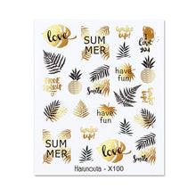 Load image into Gallery viewer, Embossed Nails Sticker 3D Flower Leaves Slider Water Transfer Nail Decals for Nail Art Transfer Sticker 3D Wave Design Decoration for Women Girls Art Stickers Decal Decoration Metallic Curve Strip Line Nail Decor