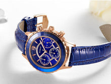 将图片加载到图库查看器,Luxury Green Business Women Watches Quartz Fashion Leather Strap Waterproof Multifunctional Wristwatch For Women