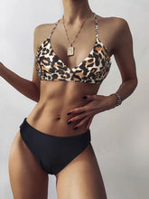 Load image into Gallery viewer, Women Leopard Print Swimsuit Women's Bikini One Shoulder Top High Waist Bottom Two Piece Swimsuits Women Push Up Bikini Set One Shoulder Beachwear Summer Leopard Bathing Suit High Waist Swimwear For Women