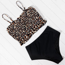 Load image into Gallery viewer, Women Leopard Print Swimsuit Women's Bikini One Shoulder Top High Waist Bottom Two Piece Swimsuits Women Push Up Bikini Set One Shoulder Beachwear Summer Leopard Bathing Suit High Waist Swimwear For Women