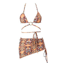 Load image into Gallery viewer, 3-Piece Bikinis Suit Halter Polka Dot Swimwear Women Beachwear Women's 3 Piece Bikini Set Swimsuit Cover Ups Sheer Sarongs Beach Wrap Skirt Bathing Suit Swimsuit Female Holiday Beach Skirt Bikini Set