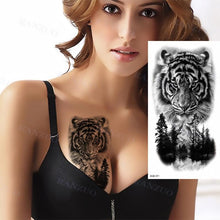 将图片加载到图库查看器,Big Tiger Lion Waterproof Temporary Sticker Tattoo Arm Legs Fake Tattoo Stickers For Adults Realistic Luxury Design For Mens Womens