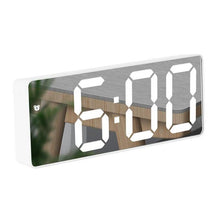 Load image into Gallery viewer, Acrylic/Mirror Alarm Clock LED Digital Clock Voice Control Snooze Time Temperature Display Night Mode Digital Alarm Clock, LED Bedside Clock with 6-Level Brightness Dual Alarm Adjustable Volume with 3 Alarm Sound Alarm Clock for Bedroom Office