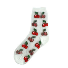 将图片加载到图库查看器,New Girls Cute Cartoon Fruits Sheer Kawaii Lady Women Summer Fall Avocado Lemon Pineapple Cherry Jacquard Socks For Women