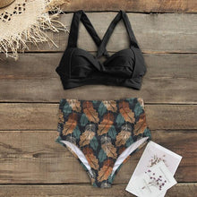 Load image into Gallery viewer, High Waist Bikinis New Halter Swimwear Women Swimsuit Female Bikini Set Print Bathing Suit Summer Two Piece Bikini Swimsuit for Women High Waist Halter Wrap Bathing Suits with Bikini Bottom