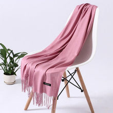 Load image into Gallery viewer, Luxury Fashion Winter Solid Colorful Soft Scarf Hijabs Tassels Long Warm Shawls Hijabs Lightweight Scarfs Scarves Cashmere Elegant Hijabs Scarves Wraps For Women