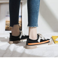 将图片加载到图库查看器,Womens New Spring Fashion Canvas Casual Flats Striped Vulcanize Fashion Style Sneakers Low-Cut Trainers Canvas Flat Sneakers Casual Slip On Canvas Comfortable Design