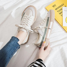 将图片加载到图库查看器,Womens New Spring Fashion Canvas Casual Flats Striped Vulcanize Fashion Style Sneakers Low-Cut Trainers Canvas Flat Sneakers Casual Slip On Canvas Comfortable Design