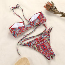 Load image into Gallery viewer, 3-Piece Bikinis Suit Halter Polka Dot Swimwear Women Beachwear Women's 3 Piece Bikini Set Swimsuit Cover Ups Sheer Sarongs Beach Wrap Skirt Bathing Suit Swimsuit Female Holiday Beach Skirt Bikini Set