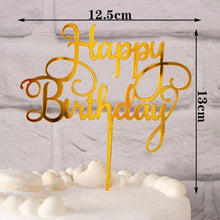 Load image into Gallery viewer, Happy Birthday Cake Topper Gold Cake Topper Acrylic Cake Topper Happy Birthday Cake Topper Cake Decoration Acrylic Letter Cake Toppers Party Supplies Happy Birthday Black Cake Decorations