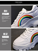 Load image into Gallery viewer, Casual Winter Women Thick Sneakers White Shoes Autumn Winter Fashion Platform Shoes Female Lace Up Rainbow Vulcanized Shoes Comfy Fashion Sneakers Breathable Athletic Casual Shoes