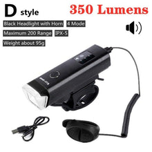 Load image into Gallery viewer, Front Bicycle Light USB Rechargeable LED Bike Light Waterproof Cycling Headlight Climbing Safety Flashlight Lamps Bike Light Super Bright Bicycle Light Easy To Install Fits All Bikes Headlights With Modes