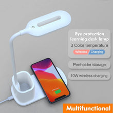 Load image into Gallery viewer, Touch Dimmable LED Desk Lamp 10W Wireless Charging/USB Charging Table Light for Children Kids Reading Study Bedside Bedroom Decorative Table Lamp Cute Study Lamps for Bedroom Décor