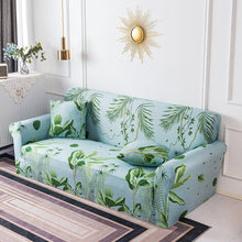 Load image into Gallery viewer, Elastic Plain Floral Printing Sofa Cover Stretch for Living Room Couch Cover Chair Protector 1/2/3/4 Seater Printed Couch Cover for 3 Cushion Couch Floral Pattern Sofa Cover with Separate Cushion Cover Pieces Stretch Sofa Slipcover