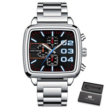Load image into Gallery viewer, Elegant Business Square Mens Watch Multifunctional Waterproof Stainless Steel Design Big Wrist Watch