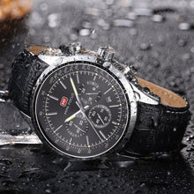 Load image into Gallery viewer, Black Luxury Men Watch Waterproof Multifunction Quartz Wrist Watches Elegant Leather Strap Sport Design