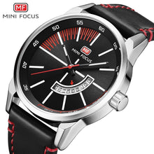 将图片加载到图库查看器,Elegant Black Quartz Men's Watch Fashion Leather Strap Luxury Calendar Design Luminous Analog Unique Design Wristwatches
