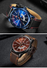 将图片加载到图库查看器,Elegant Black Quartz Men's Watch Fashion Leather Strap Luxury Calendar Design Luminous Analog Unique Design Wristwatches