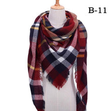 Load image into Gallery viewer, Winter Warm Soft Bandana Plaid Warm Headwear Triangle Scarves Scarf Cashmere Scarf Knit Wraps Shawls Hijabs Shawls Escharpe Elegant Cashmere Scarf Head Wrap Bandana Blanket Shawls Wraps For Female