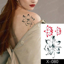 Load image into Gallery viewer, Elegant Small Waterproof Temporary Tattoo Sticker Makeup Flame Finger Black Square Rose Flower High Quality Design For Womens