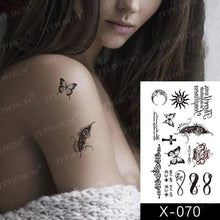 Load image into Gallery viewer, Elegant Small Waterproof Temporary Tattoo Sticker Makeup Flame Finger Black Square Rose Flower High Quality Design For Womens