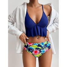 将图片加载到图库查看器,Elegant Black High Waist Two Pieces Bikini Set Women Two Pieces Bathing Suits Ruffled High Waist Bikini Set Swimsuit Female Women Beachwear Swimwear Bather Bathing Suit For Vacation