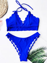 将图片加载到图库查看器,Summer Blue Bikini Women Swimwear Female Swimsuit Women’s Floral Print Lace-up Strapless Padded Comfortable Swimwear Bathing Suit Two-pieces Bikini Set Knotted Bathing Swim Suit