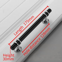 将图片加载到图库查看器,Aluminum Alloy Black Gold Door Handle Wardrobe Kitchen Cabinet Drawer Solid Handle Furniture Handle European Modern Hardware Modern Furniture Cupboard Door Drawer Handles