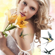 Load image into Gallery viewer, Black Waterproof Temporary Bird Tattoo Sticker Arm Leg Wrist Modern Small Tattoo For Womens And Kids