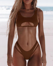 Load image into Gallery viewer, Modern White Bikini Hollow Out Swimsuit Female High Cut Swimwear Solid Fashion Bathing Suit Beach Wear Women's Front Cutout Bikini Sets Two Piece Summer Party Bathing Suits