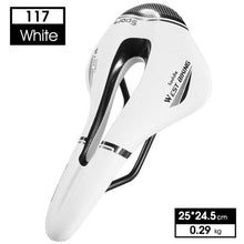 Load image into Gallery viewer, Leather Bike Saddle Road Bike Front Seat Cycling Saddles For Mens Breathable Hollow Cushion Bicycle Saddle Comfort Bike Saddle Ergonomic Waterproof Bicycle Seat For Road Bike Mountain Bike Seats