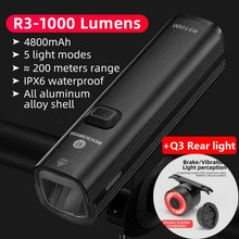 Load image into Gallery viewer, Bike Light Front Lamp USB Rechargeable LED 4800mAh Bicycle Light Waterproof Bicycle Light Set USB Rechargeable Super Bright Bike Headlight For Night Riding Bracket 1000LM